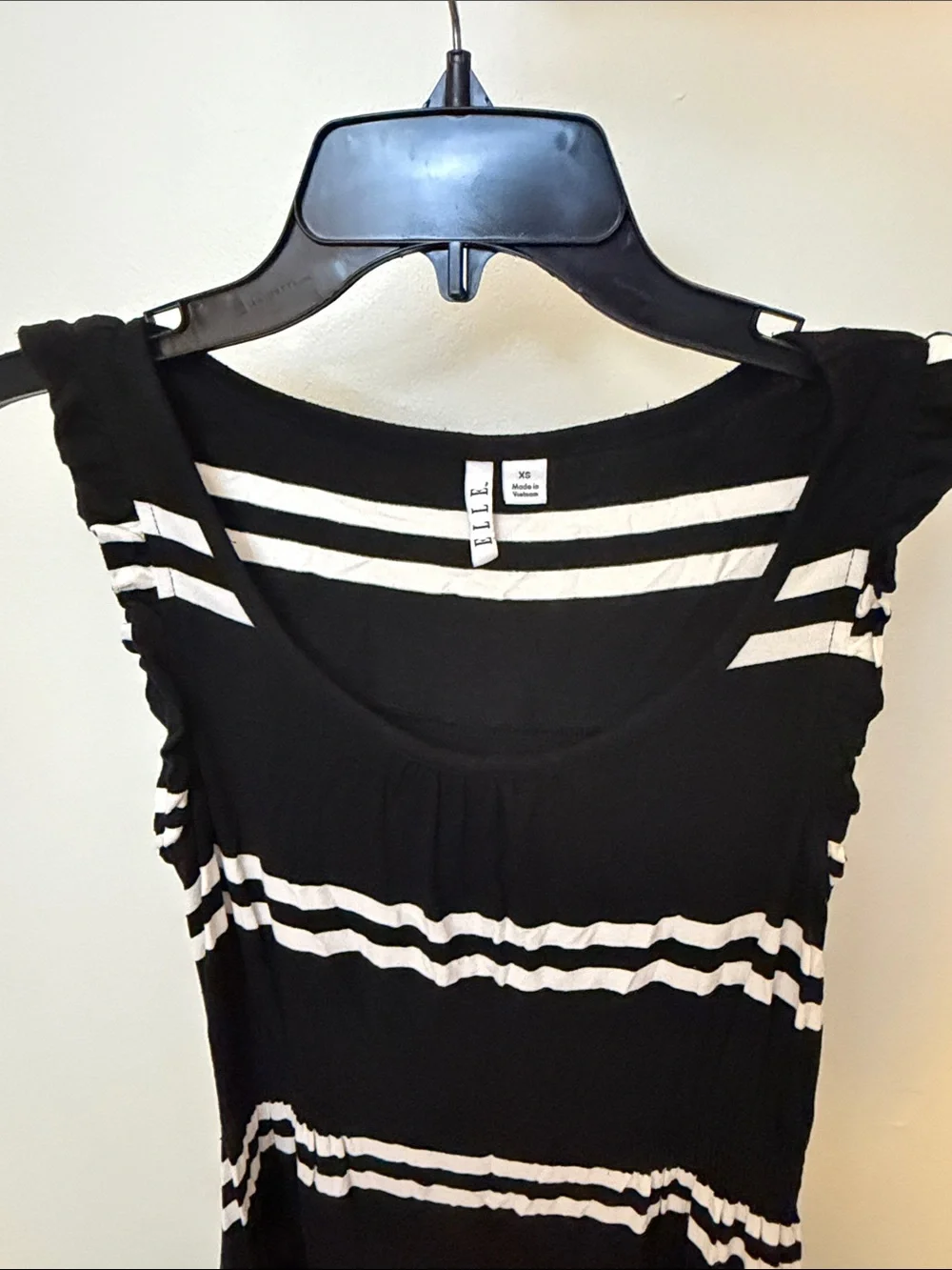 Elle Black and White Striped Sleeveless Dress